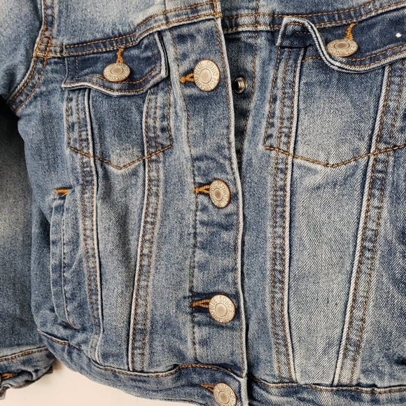 Soho Blue Girls 6 Blue Jean Denim Jacket Snap Button Cropped Long Sleeve - Picture 3 of 6